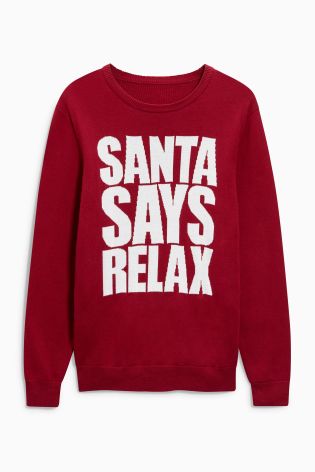 Red Santa Says Relax Christmas Jumper